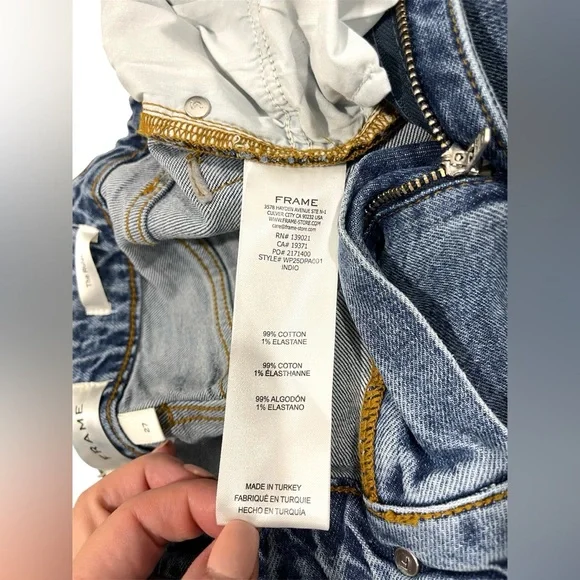 FRAME The Ruler High Rise Straight Leg Blue Denim Jeans sz 27 Minimalist - Picture 9 of 16